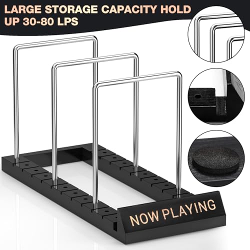 Facmogu 50 LP Vinyl Record Storage Holder with Display - Black