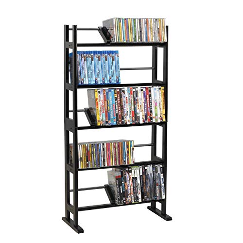Atlantic Element Contemporary Espresso Wood & Metal Media Storage Rack - Holds 230 CDs/DVDs