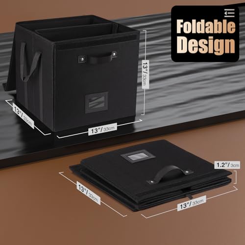 Vinyl Record Storage Box for LP Albums: Linen Fabric Crate for 120+ Records