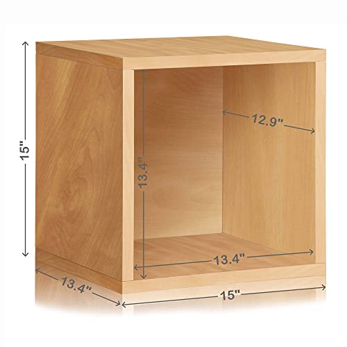 Way Basics Natural Vintage Vinyl Record Storage Cube for 65-70 Albums