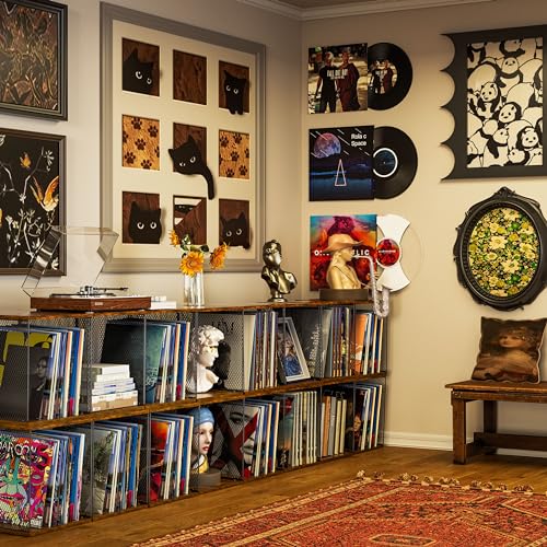 Vinyl Record Storage Furniture for Record Collectors: Set of 2 Shelves