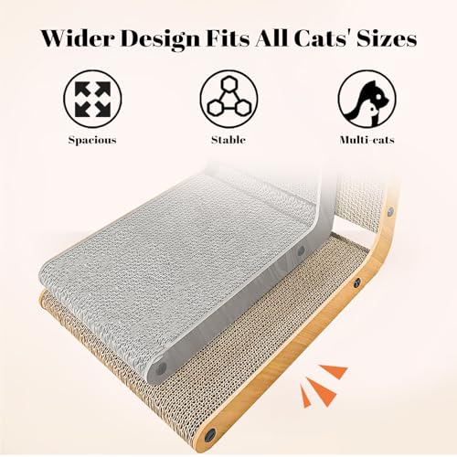 L-Shaped Cat Scratch Board, 12.6"x23.6" Vertical, Wide for Indoor Cats