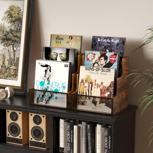 Rustic Brown & Black 3 Tier LP Vinyl Storage Crate